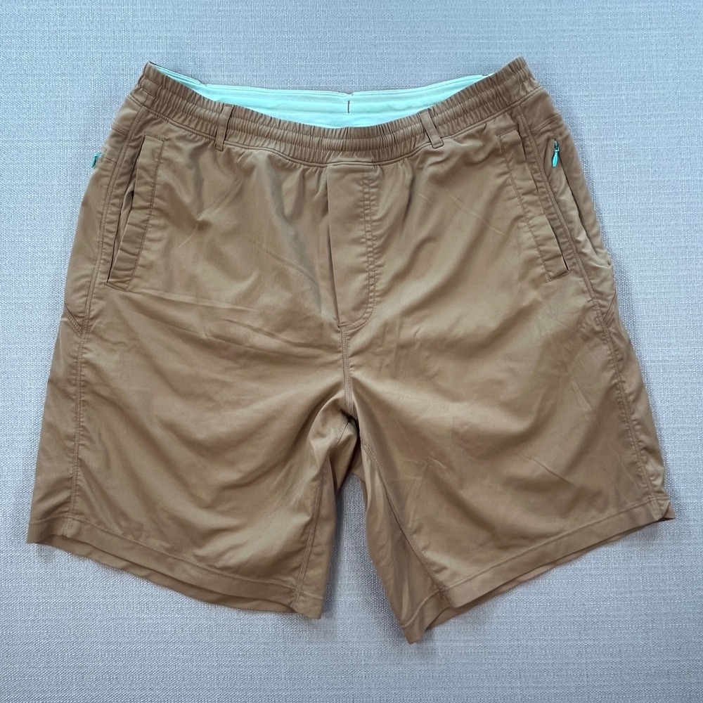 Birddogs Gym Shorts Mens XL Khaki Brown Built-in Liner 9 Inch Inseam Activewear